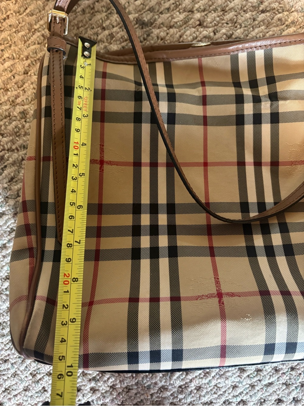 Burberry Tan and Red Check Shoulder Bag - Picture 14 of 15